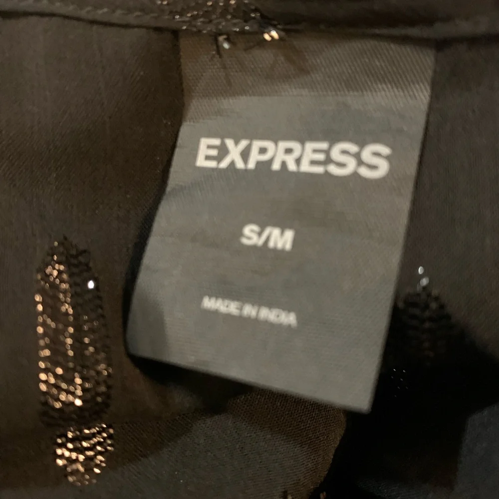 Express Sheer Glitter Duster Robe Black S/M Long Sleeve Tie Waist - Picture 6 of 7
